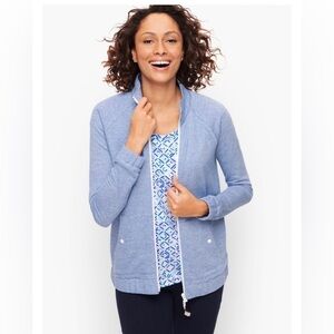T by Talbots Heathered Blue Slub Terry Jacket Size: L